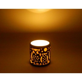 Pelėda su pelėdžiuku, juodosios keramikos žvakidė